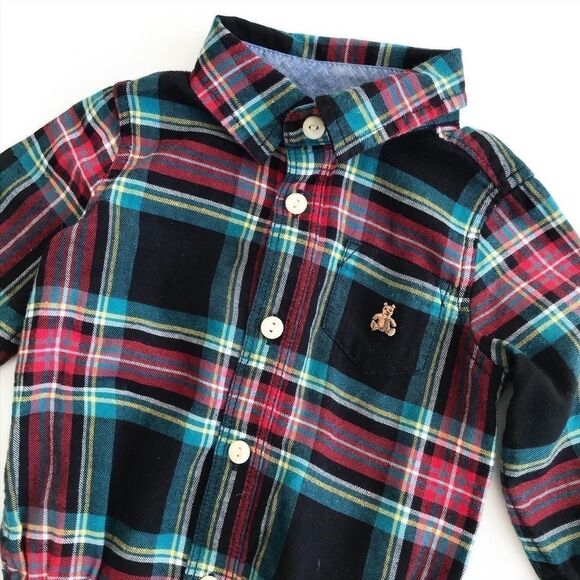 Babygap plaid button down diaper shirt EUC 6-12m - Picture 2 of 4